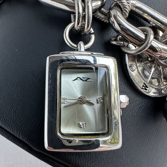 AZ II Charm Bracelet with Watch, Silver Tone, 7.5” + Extender NWT - Picture 13 of 16
